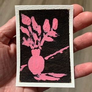 Original ACEO - Miniature Floral Art Acrylic Painting - Flower - by E.Glenn